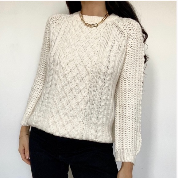 Zara Sweaters - Zara Chunky Cable Knit Sweater Ivory Medium